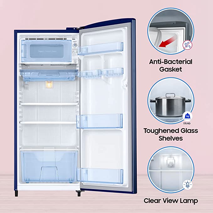 Samsung 183 L 4 Star Digital Inverter Direct Cool Single Door Refrigerator (RR20C1724CU/HL, Camellia Blue 2023 Model) Samsung 183 L 4 Star Digital Inverter Direct Cool Single Door Refrigerator (RR20C1724CU/HL, Camellia Blue 2023 Model)